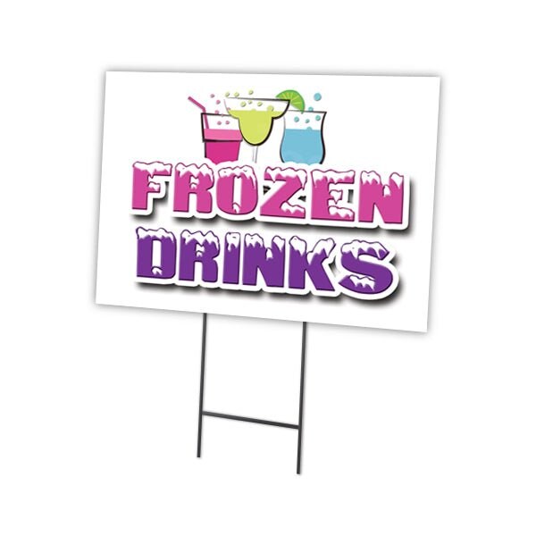 Signmission Frozen Drinks Yard Sign & Stake outdoor plastic coroplast window, C-1216 Frozen Drinks C-1216 Frozen Drinks - main